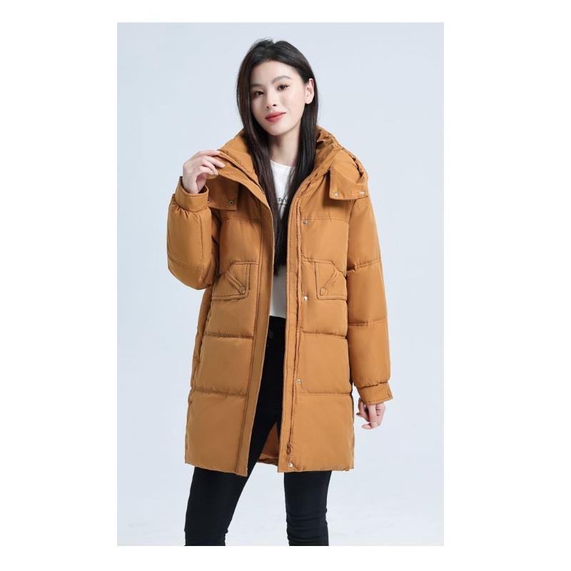 Winter Locker Mode Übergröße Verdickter Baumwollmantel Damen Lange Länge Reine Farbe Jacke