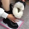 Women's Large Size Leather Soft Sole Increased Height Winter Warm Fur Snow Boots Padded Lined Ankle Boots Non-Slip Hiking Casual Sports Martin Boots