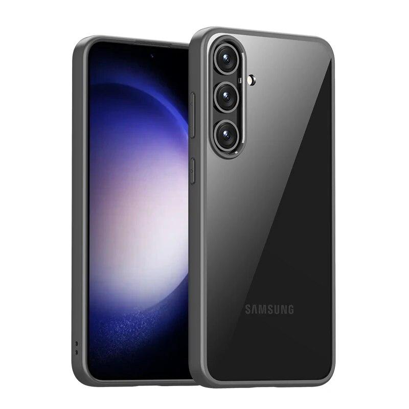 

Бронированный чехол-бампер для Samsung S24, чехол S24 Plus, кристально чистый гибридный противоударный чехол из ТПУ для ПК для Samsung Galaxy S4 Ultra, чехол for S24 Ultra серый