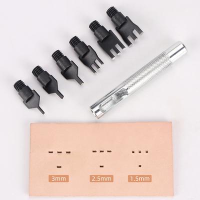 1set Leather Sewing Straight Stitch Line Punching Stamping Tool, Interchangeable Cutter Head, DIY Hand Leather Line Cutting Tool