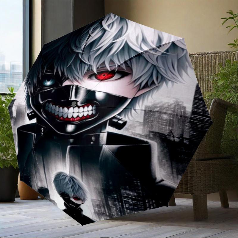 Tokyo Anime Artwork Umbrella Folding Umbrella, Automatic Umbrella 8-Frame for Travel, Camping Use Gift for Halloween Christmas