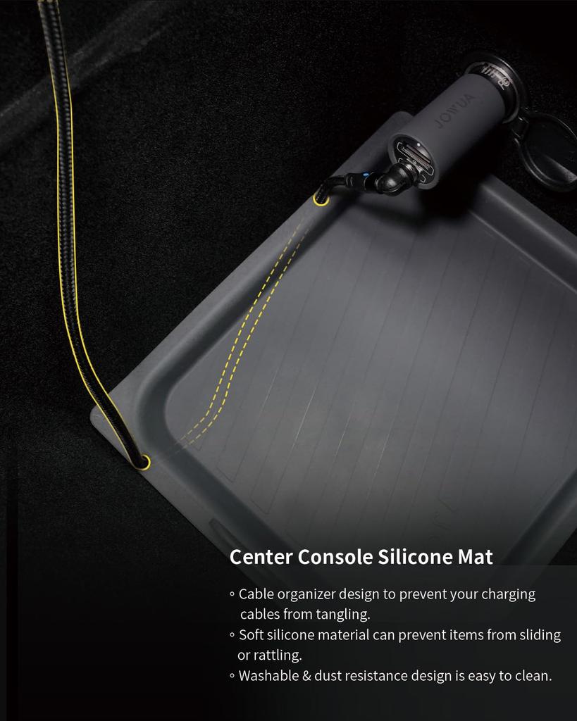JOWUA Center Console Set for Tesla Reengineered Model 3 Highland Center Console 2 Cup and Premium Silicone Cable Organizer Mat 2024+,