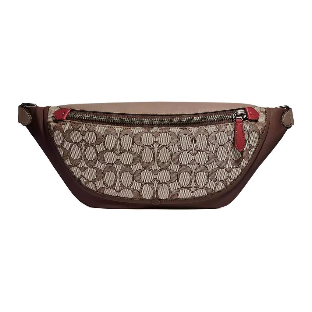 Coach League 40 Monogram Canvas Faux Leather Waist Bag Chest Bag Large Men bags Oak Maple Brown C3795-JIS8W