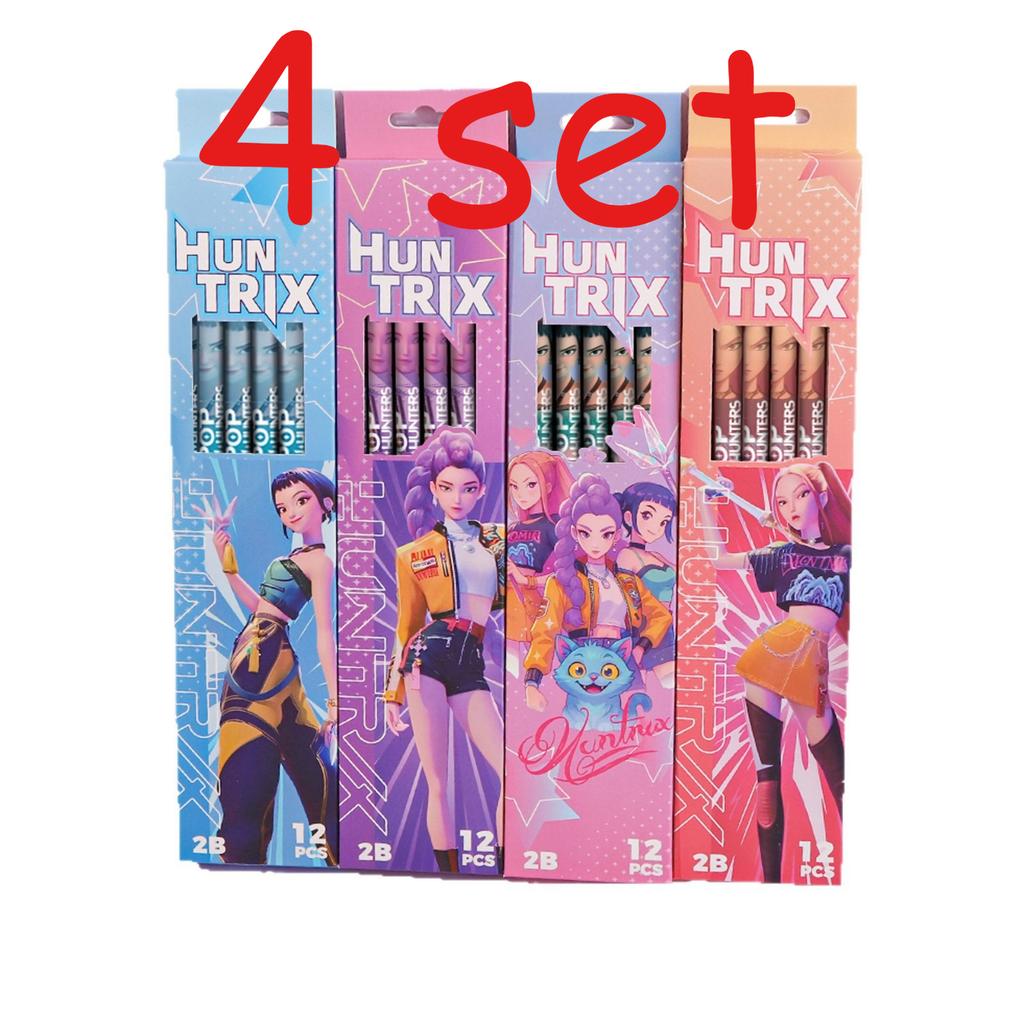12 Pcs/Set K-POP Demon Hunters Movie Character Black Pencils, Peripheral Stationery Gift for Students & Children