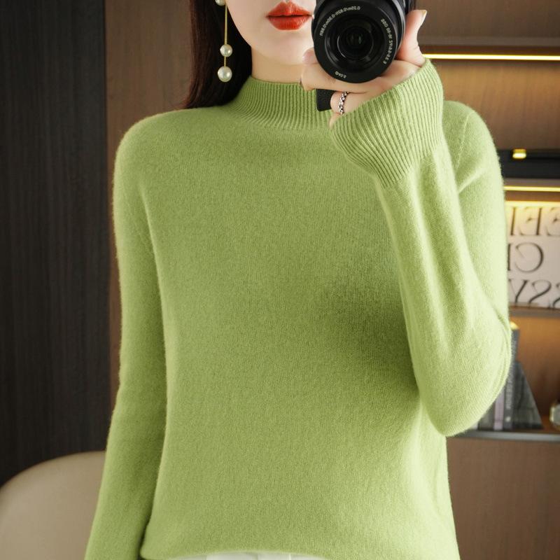 Rollkragenpullover aus Wolle für Damen Herbst und Winter Schlicht und vielseitig Lockerer Pullover Unterziehshirt