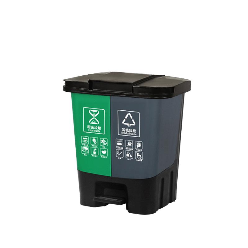 Commercial Foot Pedal Dual Bin Waste Sorting Trash Can Dual Bin