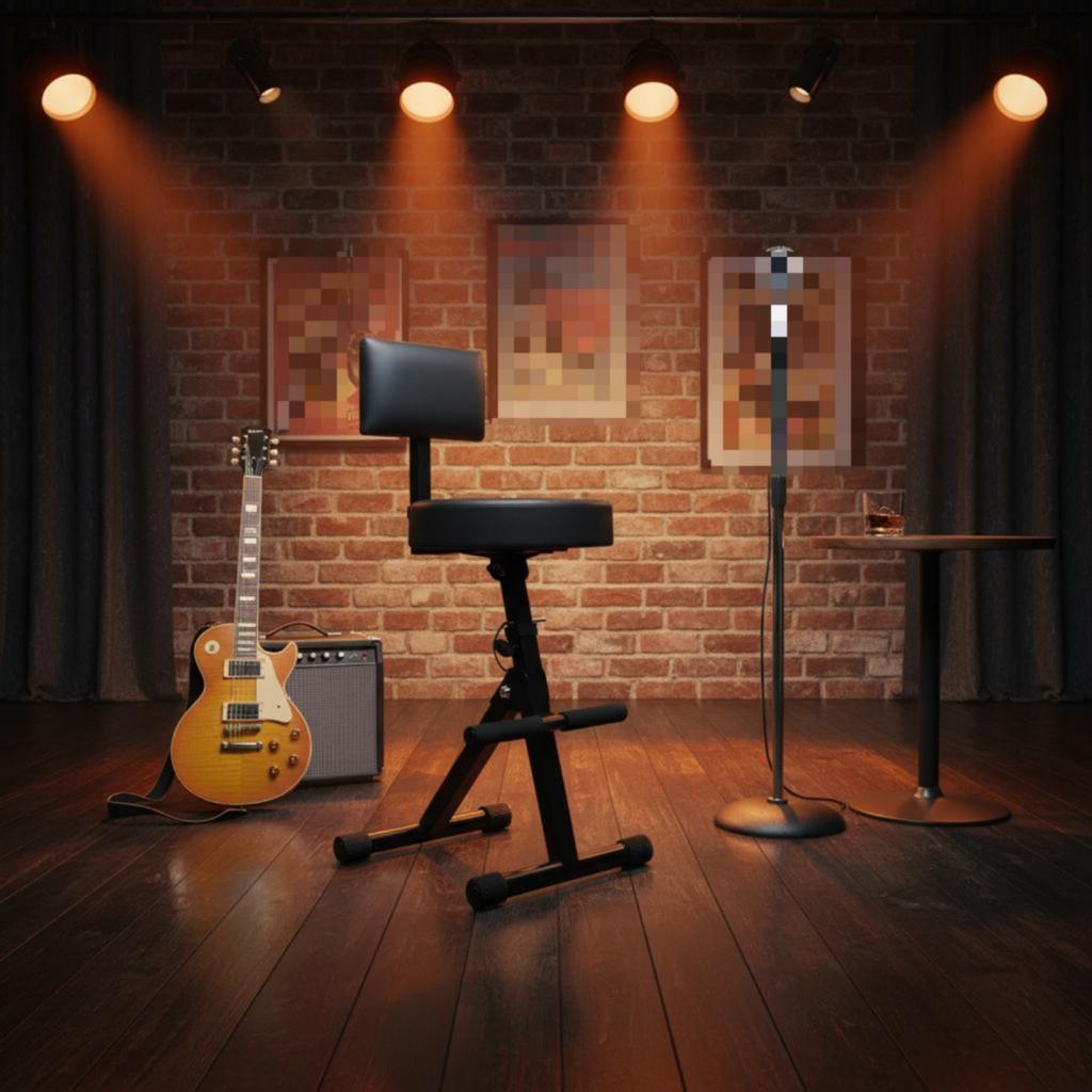 Backrest Guitar Stool Foldable Folding Guitar Stool Playing Seat Non-Slip Feet Music Gear Heavy-Duty For Stage