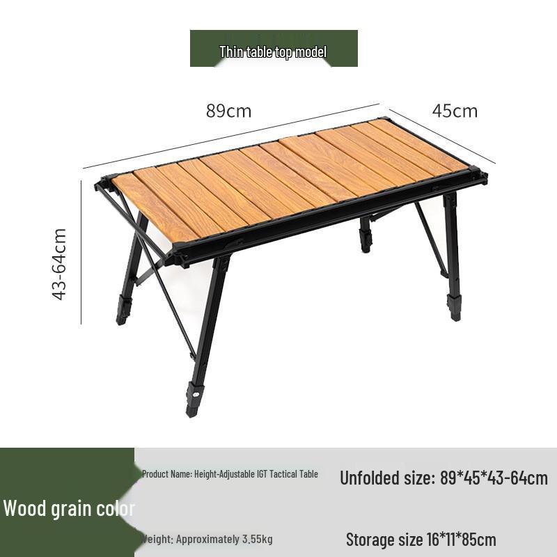 Outdoor Foldable Height-Adjustable Aluminum Table: Portable Roll-Up for BBQ, Picnic, or Dining