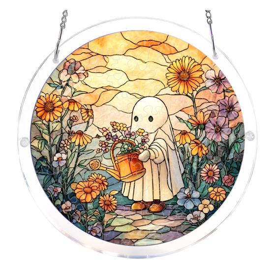 Halloween Acrylic Jigsaw Puzzle Suncatcher Stained Glass Style DIY Sun Catcher