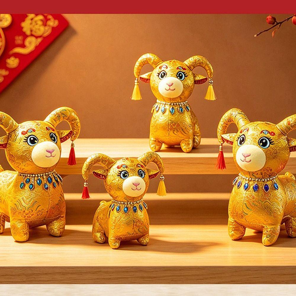 Cartoon Plush Mascot Doll Soft Stuffed Silk Sheep Pendant Zodiac Sheep Plush Doll Home Decoration