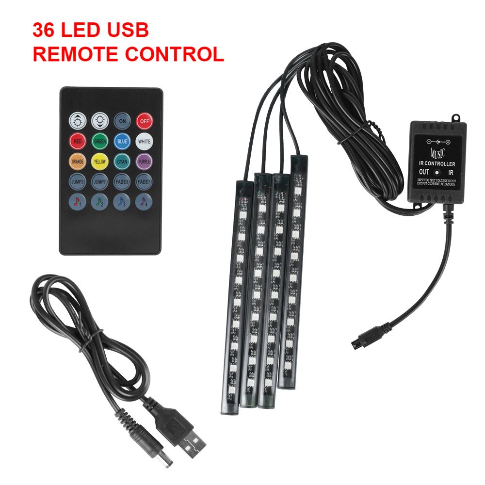 Automotive Interior Decorative Lights LED Car Foot Light 24/36/48/72 LED Atmosphere Lamp Ambient Lamp Remote/Voice Control