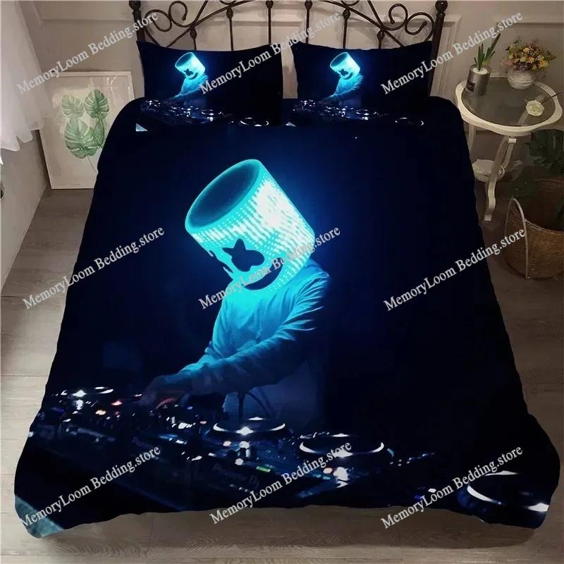 Iubitori DJ Marshmello Muzică Hip Hop EDM Mozaic DJ Set Lenjerie de Pat Băieți Fete Dimensiune Twin Queen Față de Plapumă Față de Pernă Pat Copii Adult