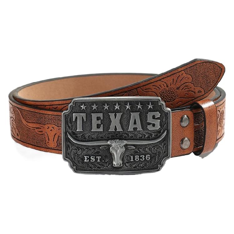 Western-Stil Herrengürtel Cowboy-Hüftband mit silberner Stierkopf-Verzierung für Trendsetter und Stil-Enthusiasten