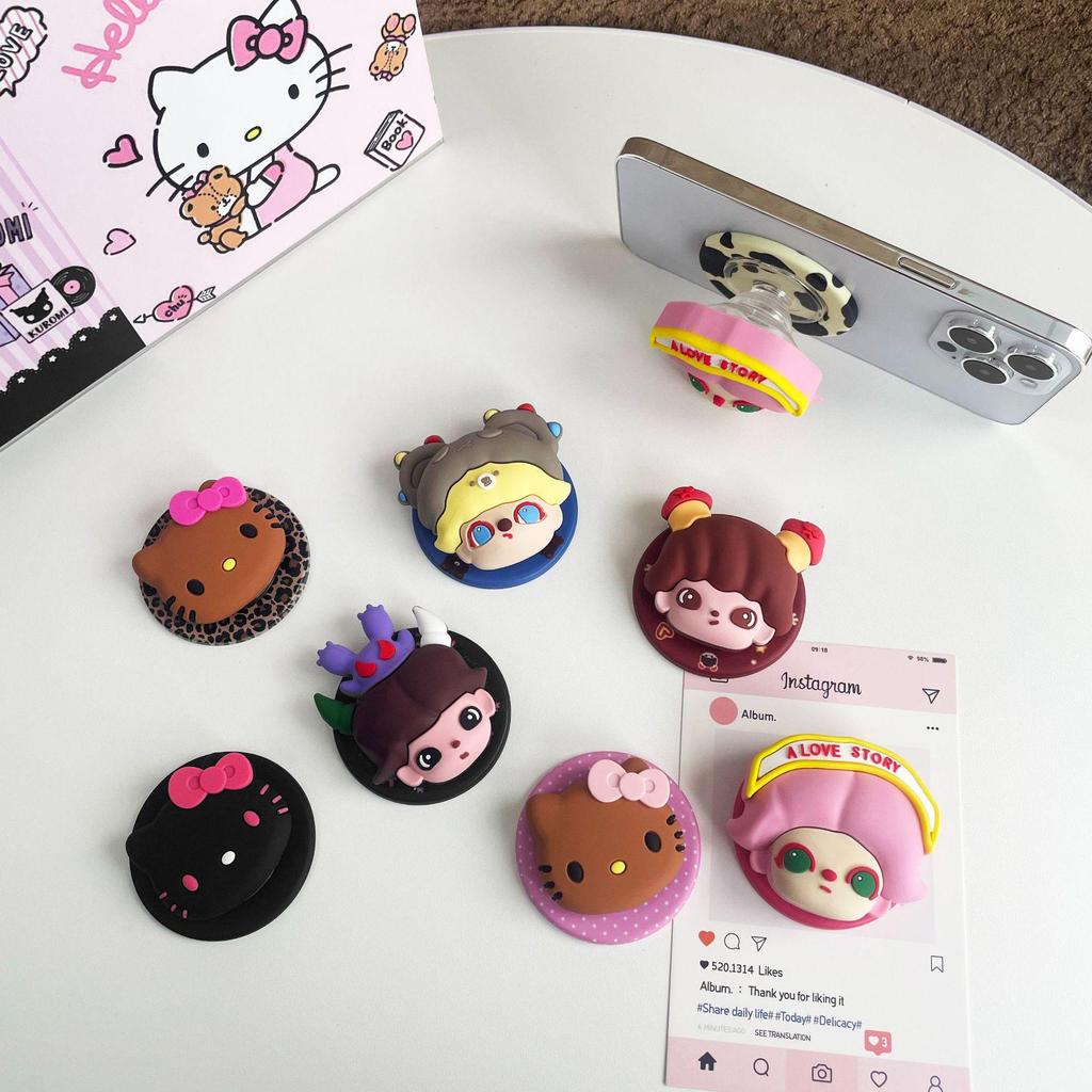 3D Cartoon Kitty MagSafe Phone Holder: Lazy Stand for Watching