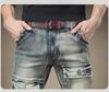 Men's American Retro Distressed Skinny Jeans: Heavy-Duty, Trendy Slim Fit with Scraped and Frayed Edges