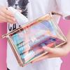 Wasserdichte Transparente Kosmetiktasche aus PVC Kulturtasche Make-up Tasche Organizer Damen Laser Farbe Reißverschluss Waschbar Make-up Beauty Case