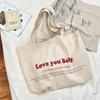 Letter printed canvas bag niche large capacity commuter shoulder tote bag portable shopping shoulder