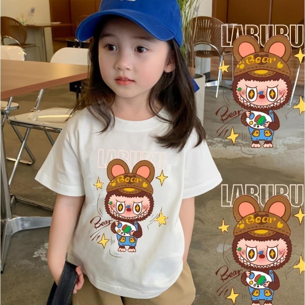 Labubu Printed Children's T-shirt Soft and Loose Cartoon Printed Girls' Top Comfortable, Fashionable and Versatile Clothing