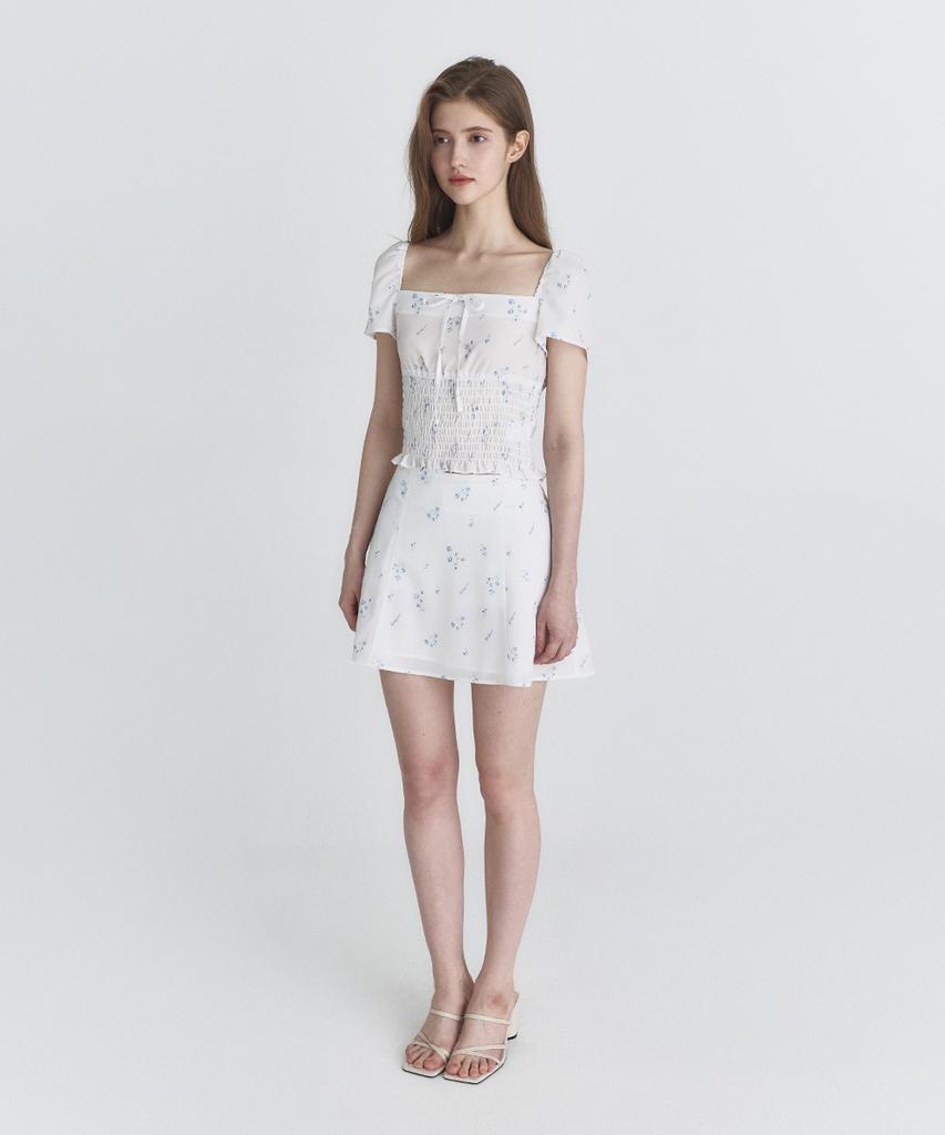 NOT YOUR ROSE Floral Puff Blouse (White)