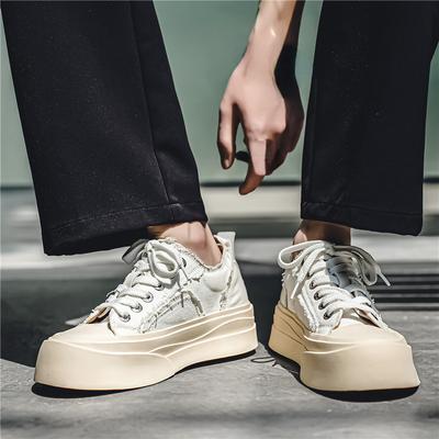New Thin Fashion Niche Design Men's Shoes Summer Breathable Canvas To Do Old Platform Shoes Sports Casual Shoes