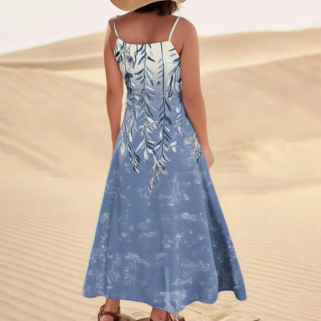 Damen Sommerkleid Lässig Locker Lange Strandurlaub Kleider