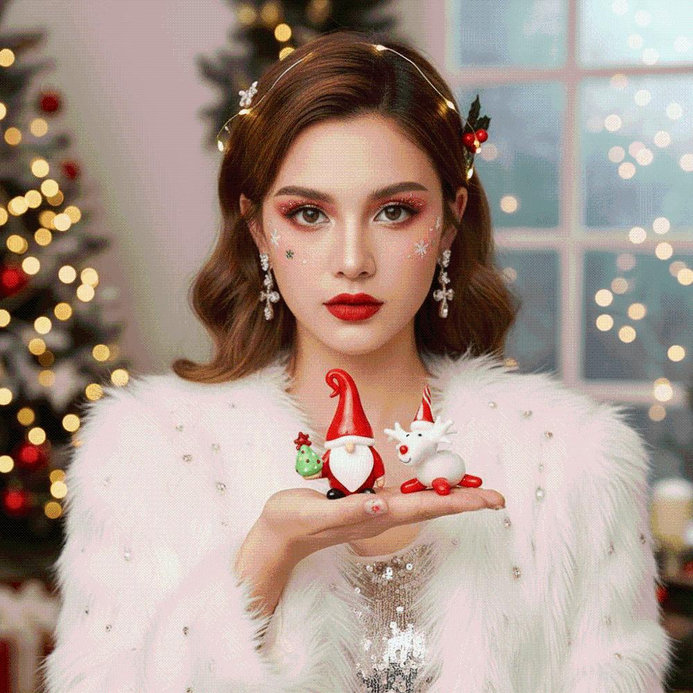 Glossy Miniature Christmas Figurine Handcrafted Cartoon Desktop Statue Glass Yoga Santa  Collectors