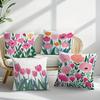 Colorful Tulip Pattern Home Decor Pillowcase Living Room Sofa Polyester Cushion Cover with Zipper
