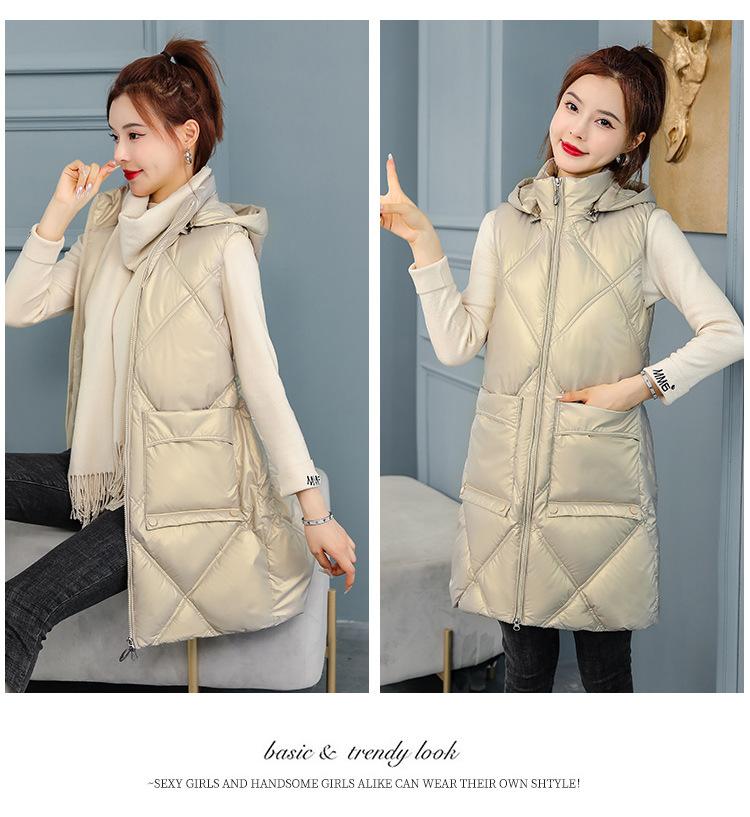 Herbst Winter frauen Einfarbig Mit Kapuze Weste Lose Verdickung Warme frauen Ärmellose Jacke