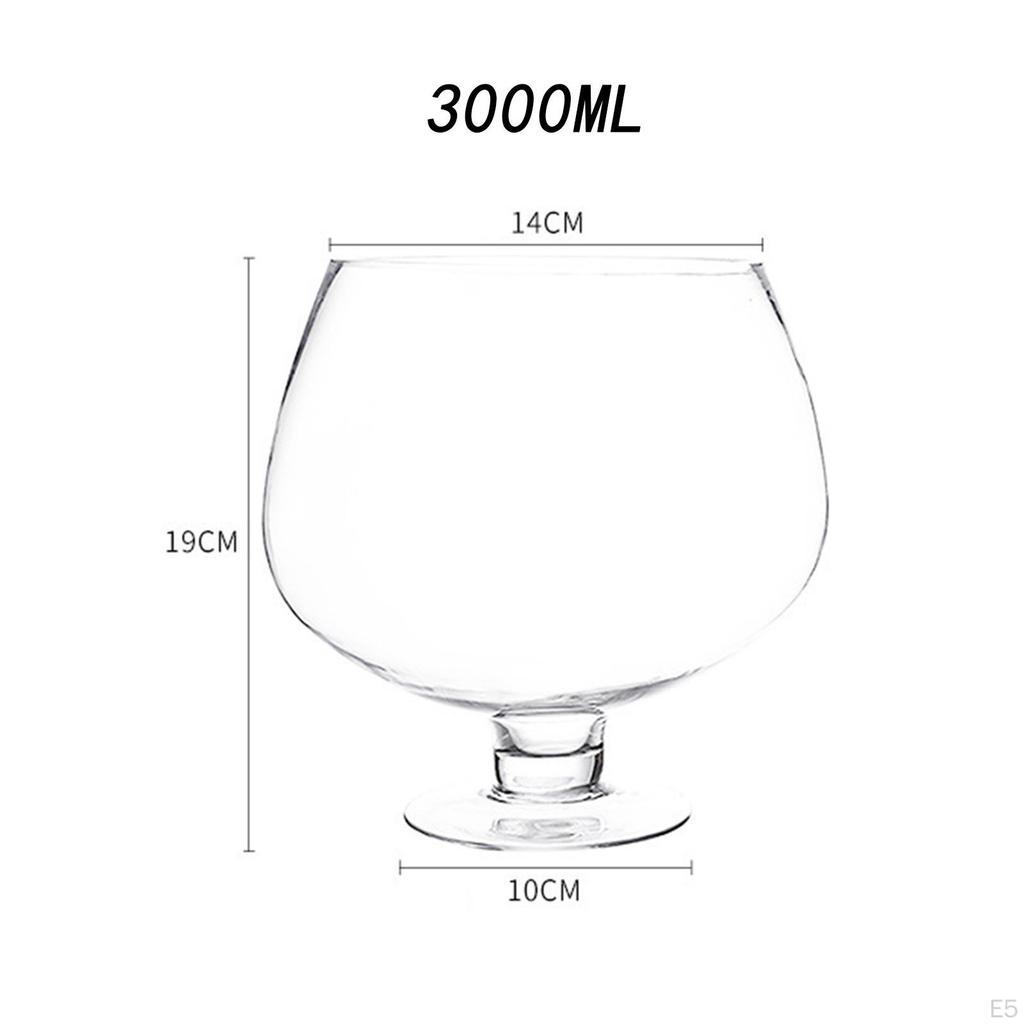 Big Clearer Glass Extra Large Goblet Hand Blown Smooth Rim Giant Clear Glass, for