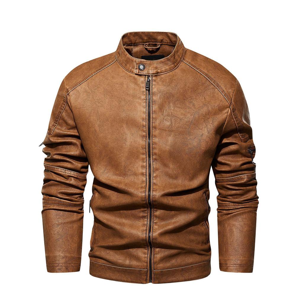 Fourth Generation Men's Leather Jacket - Wash-Faded Style, European Boutique Design, US Sizing