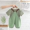 Kids Baby Boys Girls Summer Children Cartoon Striped T Shirt Pants Set Fashion Tracksuits