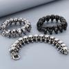 Stoere Doodskop Armband voor Mannen Vintage Zwart Oud Zilver Kleur Massief Roestvrij Staal Heren Armbanden Schedel Ketting Sieraden Mannelijk