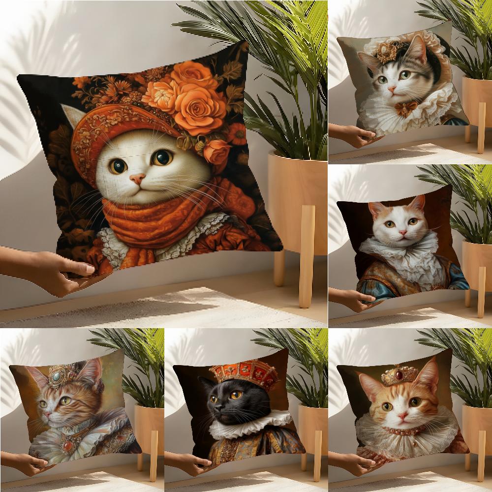 Federa Cuscino Persona Gatto Regina Gatti Copricuscini in Lino Per Divano Decorativo Cuscini per Casa Federe Cuscini per Sedile Auto