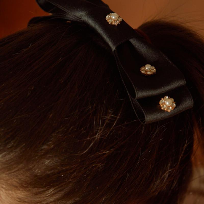 L’OMBRILLANT Adele Fleur Ribbon Hairpin (BLACK)