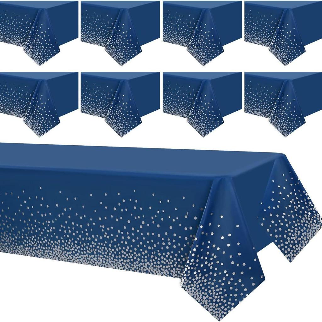 PEVA White Gold Polka Dot Tablecloth - Waterproof & Oilproof for Parties, Festivals, Picnics, Gatherings