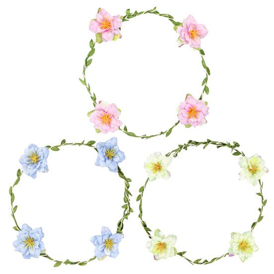Floral Crown Women Girls Artificial Flower Headband Adjustable Bride Hair Wreath Photo Prop for Wedding Bridal Shower Cosplay Dress-up