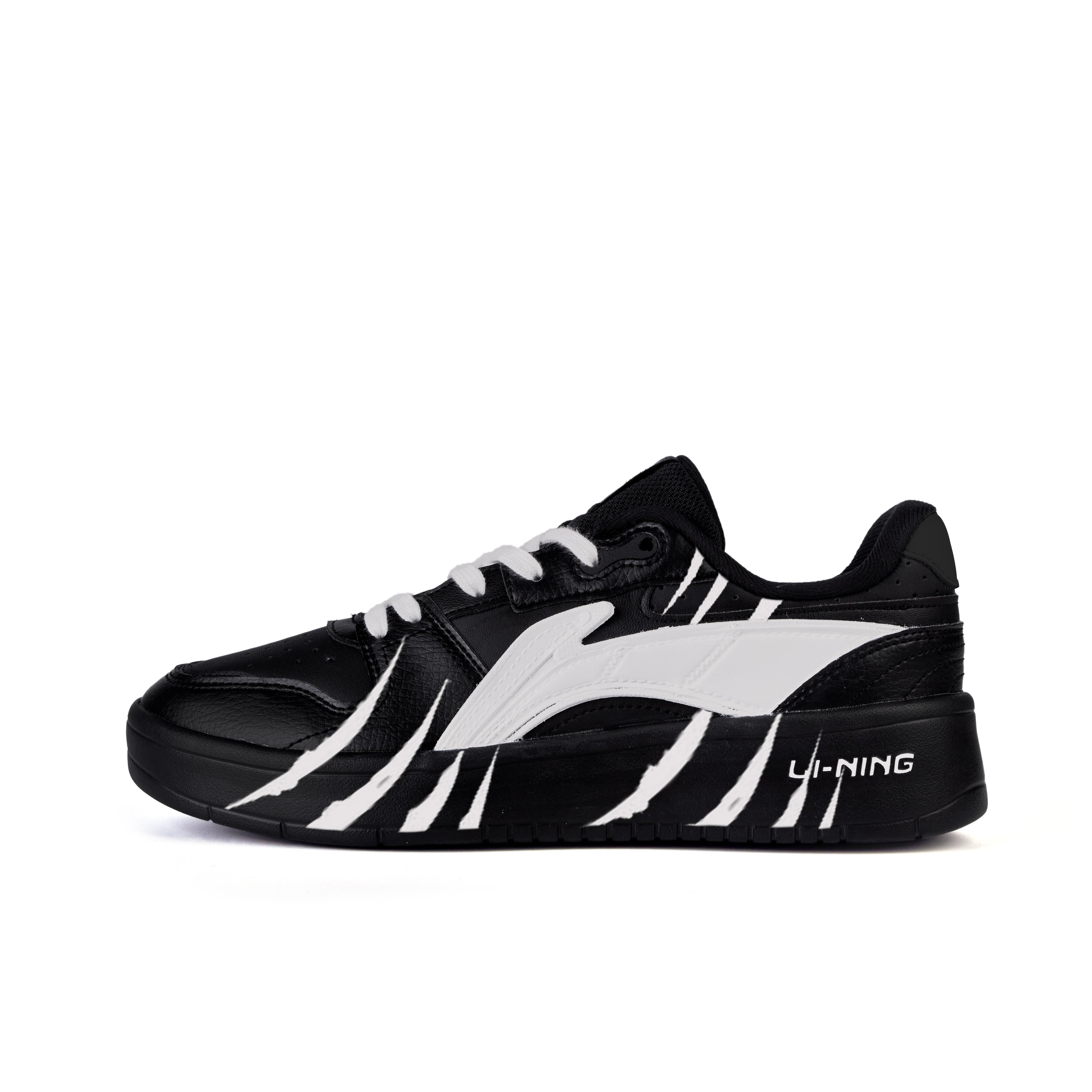 Li Ning Скользкие Амортизирующие Износостойкие Низкие Скейтбордические Кроссовки Мужские Черно-Белые AGCU515-5(Команда746-) 40
