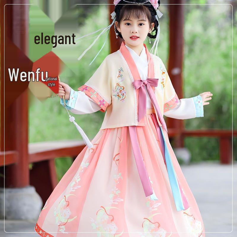 Autumn 2025 Girls' Hanfu: Ancient Ming Dynasty-Inspired Fairy Tang Suit for Little Girls