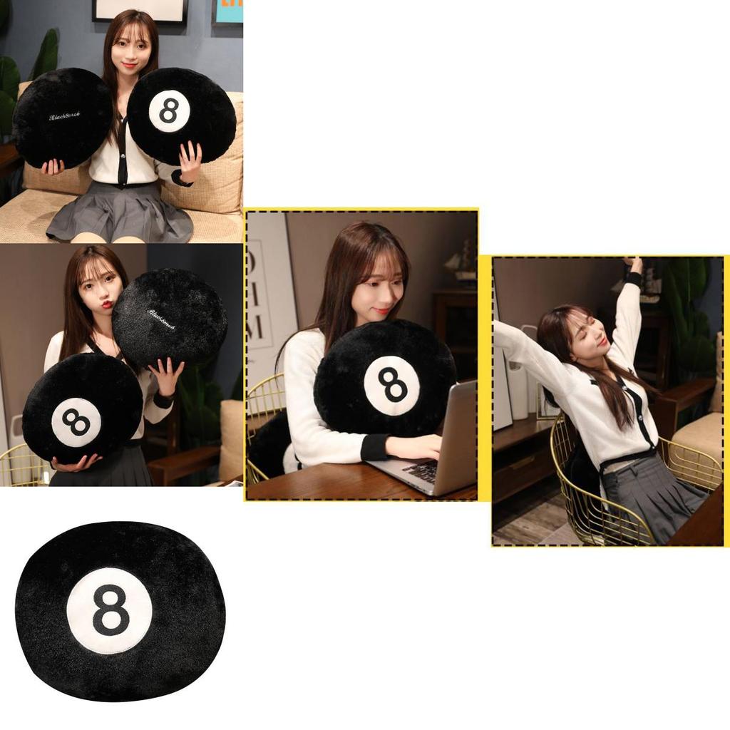 Creative Black 8 Billiards Pillow Plush Toy Sofa Cushion Nap Pillow Living Room Decoration Puppet