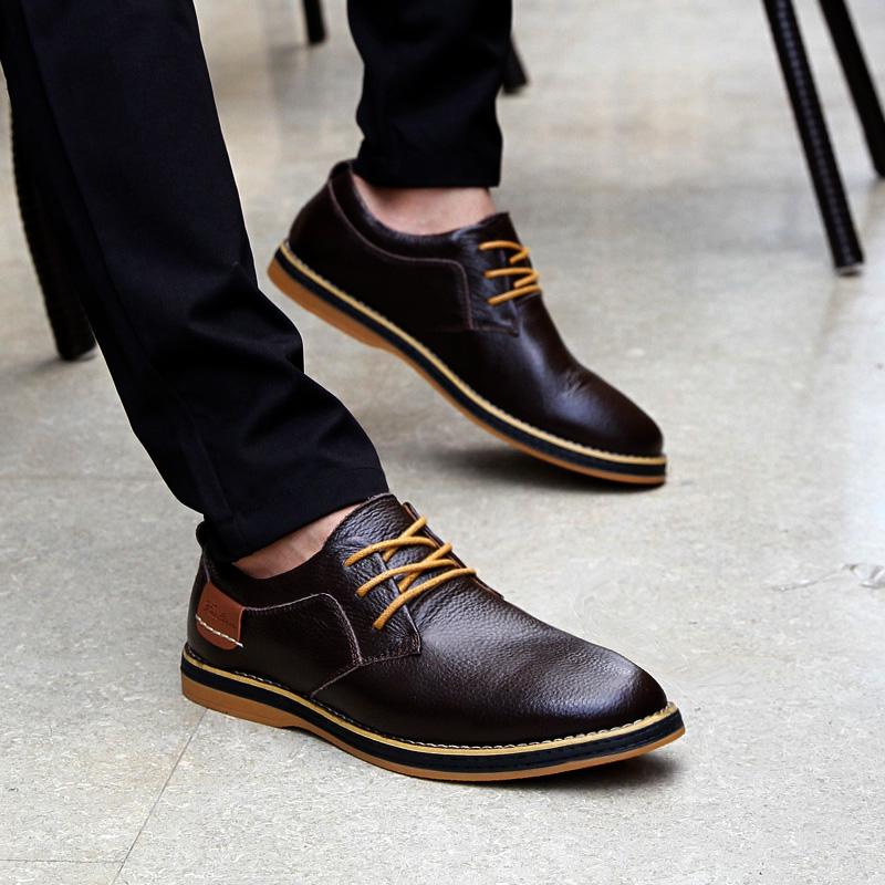Fashion Men Dress Shoes Platform Breathable Casual Business Luxury Leather Heightening Shoes Taller Male Luxury Genuine Leather Size 48