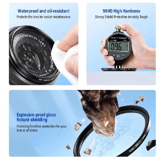 UV Filter Ultra-Thin High Transmittance Lens Filter 49/52/55/58/67/72/77/82mm Mirrorless Camera Protective Lens for Canon, Nikon