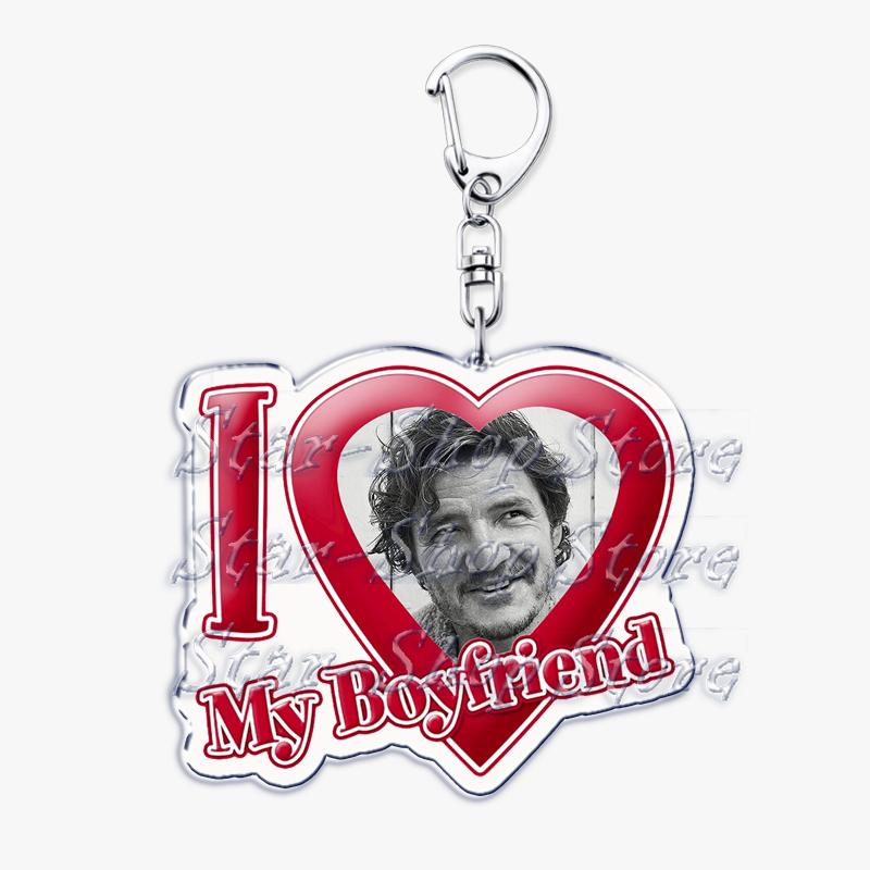 Hot Pedro Pascal I Love My Boyfriend Heart Keychain for Women Accessories Key Chain Ring Keychains Jewelry Fans Gifts