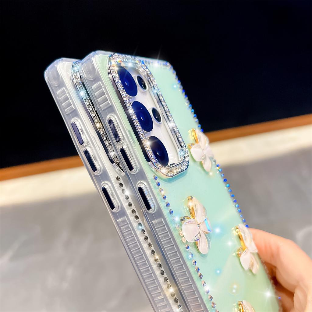 Handmade Sparkly Diamond Glass Butterfly IMD Phone Case, Compatible with Samsung S23 Ultra/S24/S25 & A07/A15/A16/A17/A26/A35/A36/A55/A56