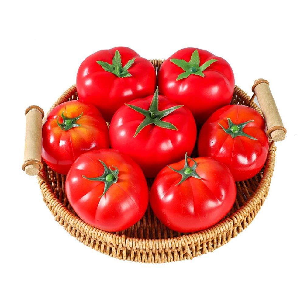 5pcs Mini Artificial Tomato Ornament Lifelike Plastic Simulation Tomato Model Handicrafts Fake Vegetables Props Party Decor