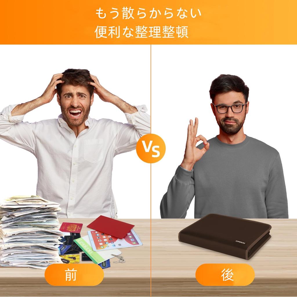 JUNDUN A4 Fireproof Document File Case with Zipper and Labels for Important 12 Large Capacity Accordion Pockets for A4 and Brown Documents, Letters,