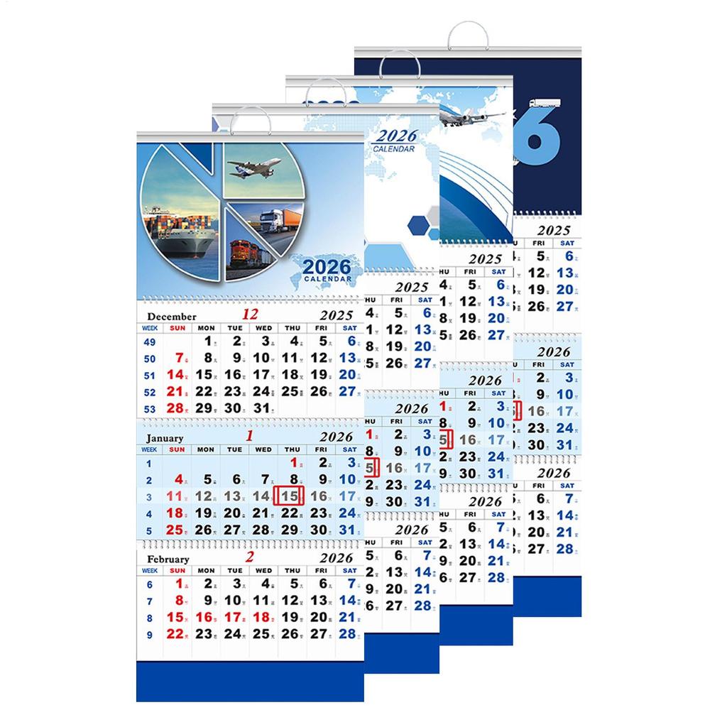 2026 Shipping Calendar 4-Fold Calendar 3 Months Home Planner Vertical Hangable Wall Calendar For Study Schedule