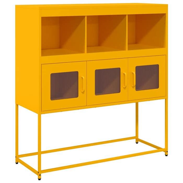 VidaXL Buffet jaune moutarde 100,5x39x107 cm acier laminé à froid 853419
