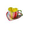 Creative Ceramic Mugs Striped Rainbow Couple Ceramic Heart-shaped Cups Coffee Cup Afternoon Tea Accessories Drinking Utensils