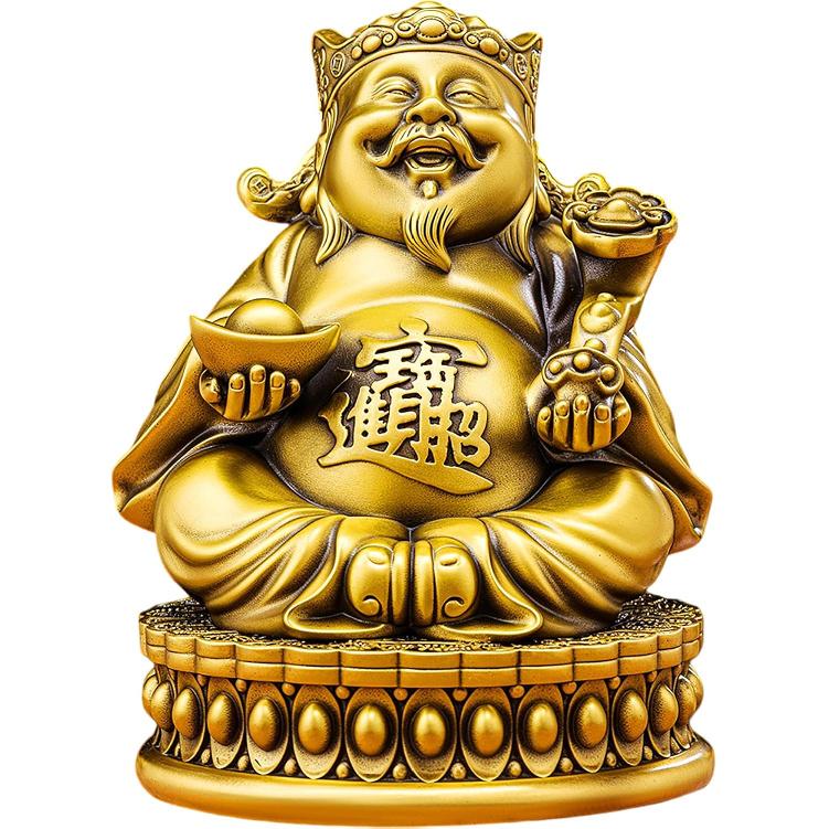 Aris & Juno Brass Ruyi Wealth God Feng Shui Statue – Symbol of Prosperity, Good Fortune & Abundance, Figurine for Home, Office Desk or Living Room,