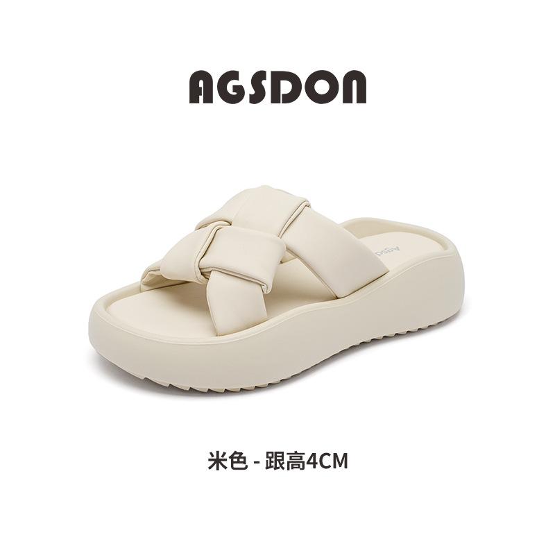Augustine Black Slippers Summer Wear 2025 New Casual Platform Sandals Sports with Skirt Beach Shoes